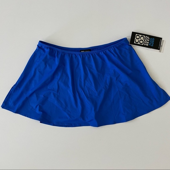Coco Reef Plus Sized Classics Solid Swim Skirt Blue - Picture 1 of 15